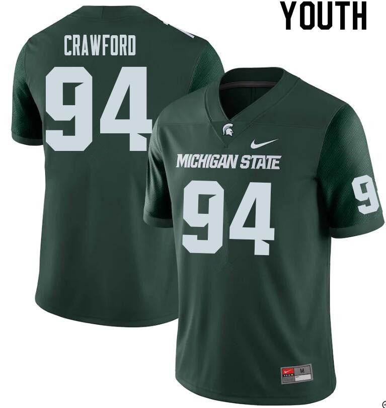 Youth #94 Mitchell Crawford Michigan State Spartans College Football Jerseys Sale-Green